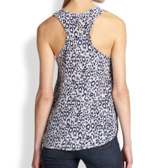 Joie Leopard Print Gray Silk Racerback Tank Top - Picture 8 of 11